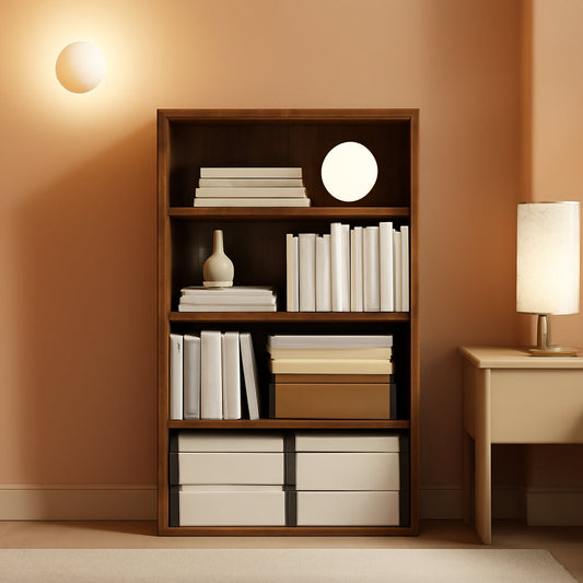 Contemporary Amber Pine Four Tier Bookcase Storage