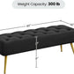 Black Velvet Upholstered Ottoman Bench Golden Legs