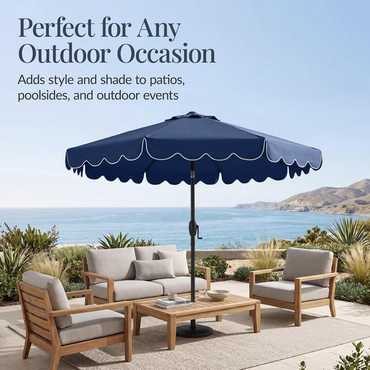9 Ft Navy UV Resistant Weatherproof Outdoor Umbrella