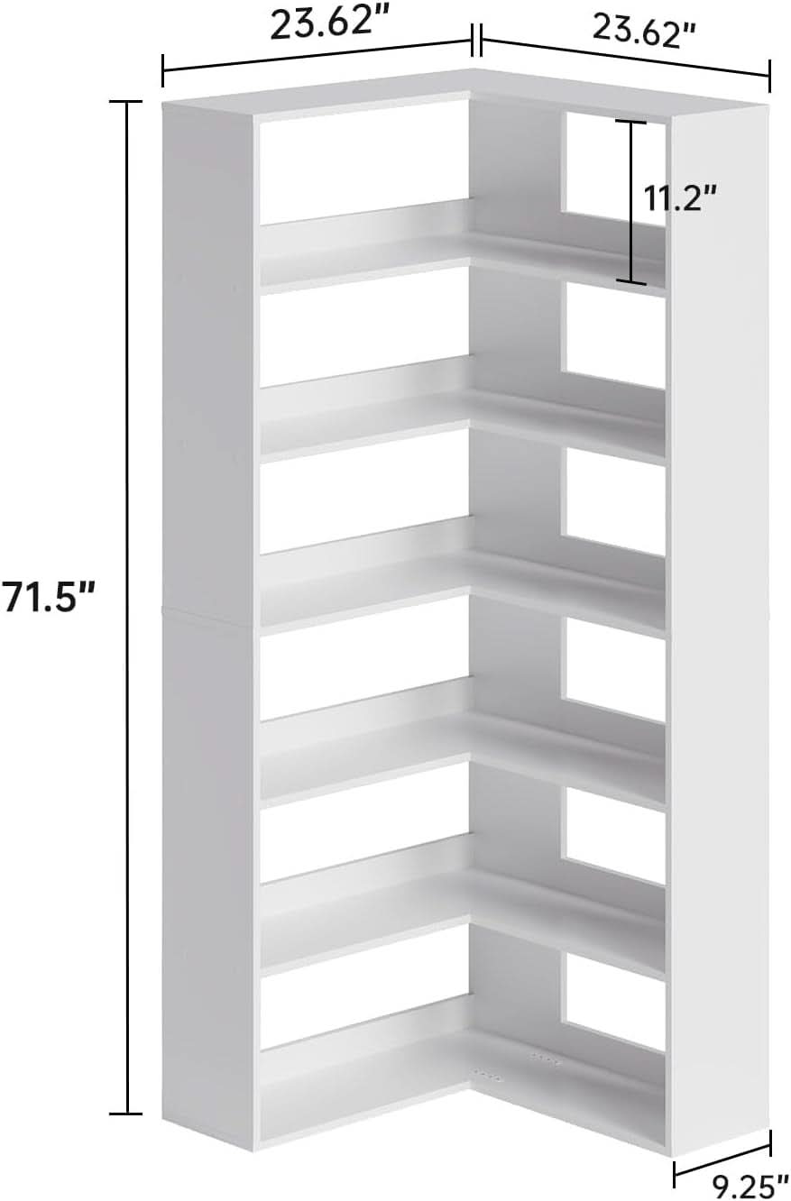 L Shaped Corner Bookshelf 23.6 Inch Freestanding Display-2