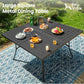 9 Piece Patio Dining Set With Large Square Metal Table And 8 Swivel Chairs