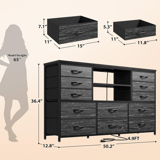 Twelve Drawer Dresser With LED Illumination Systems