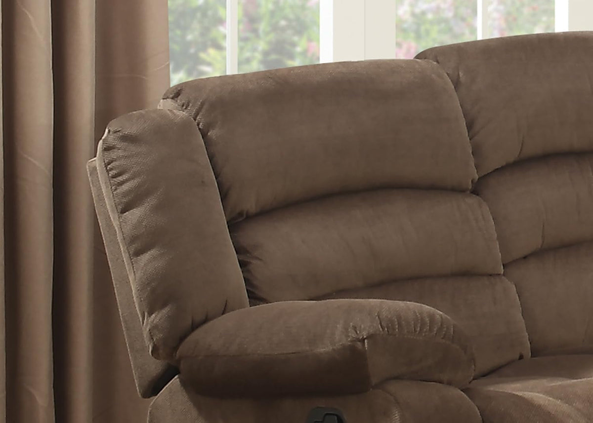 Brown Upholstered Reclining Sofa Pillowtop Armrests