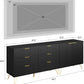78 Inch TV Entertainment Stand Black With Fluted Shelves