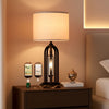 Obsidian Living Room Table Lamp Three Way Dimmable USB Outlet-0