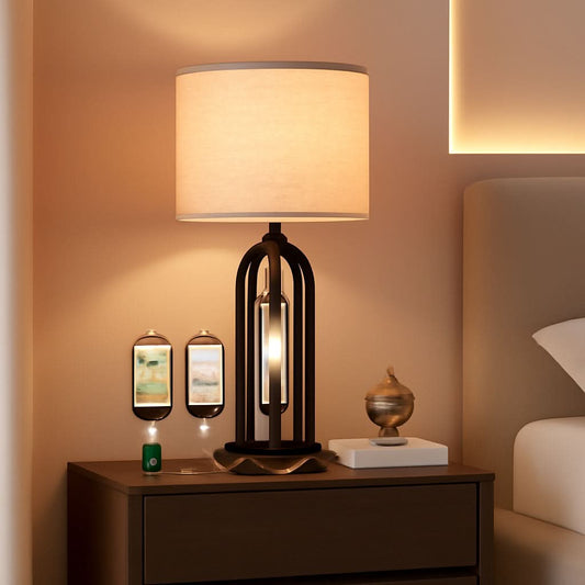 Obsidian Living Room Table Lamp Three Way Dimmable USB Outlet-0