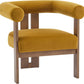 Luxurious Mustard Velvet Barrel Chair Solid Walnut