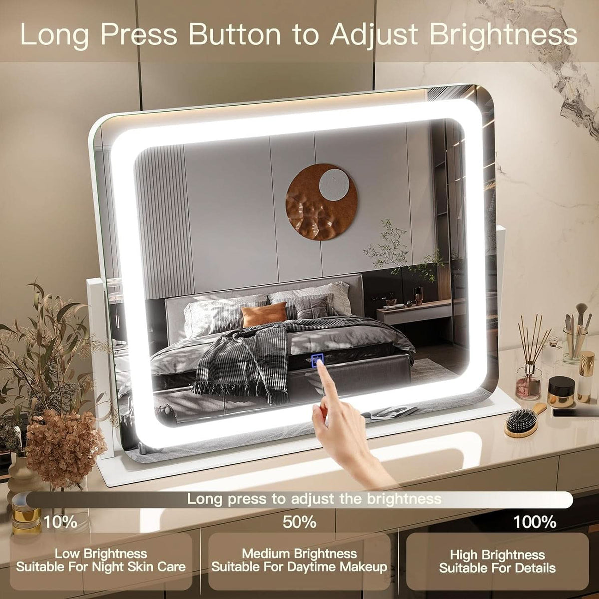 22x17 Vanity Mirror With ThreeColor Lighting Dimmable