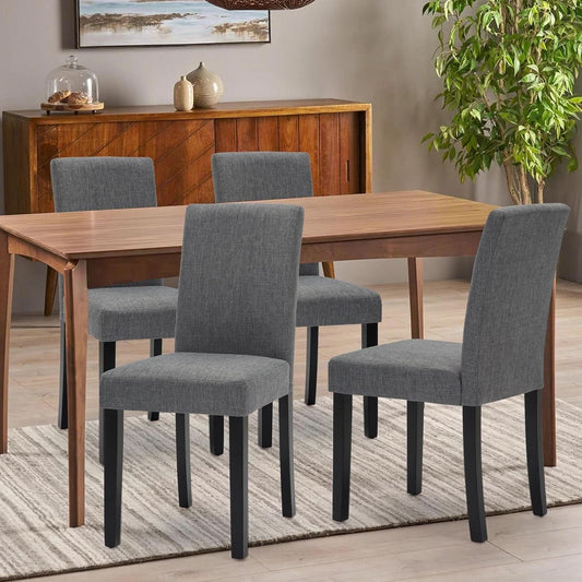 Gray Modern Fabric Upholstered Dining Chairs Set Of 4