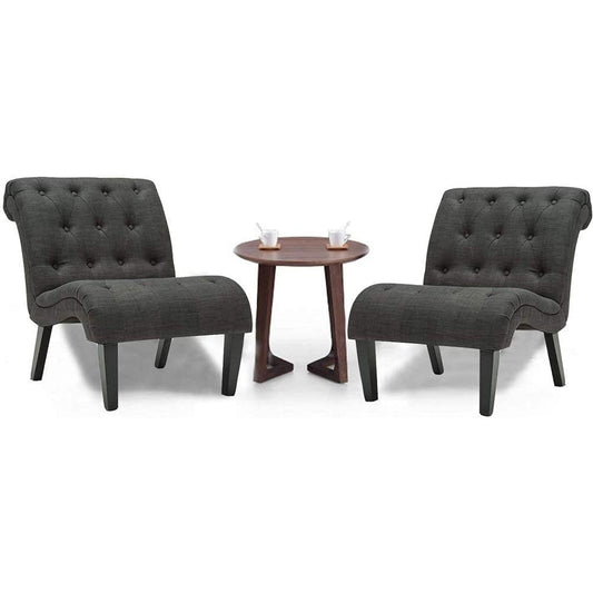 Set Of 2 Button Tufted Slipper Chairs For Living Room
