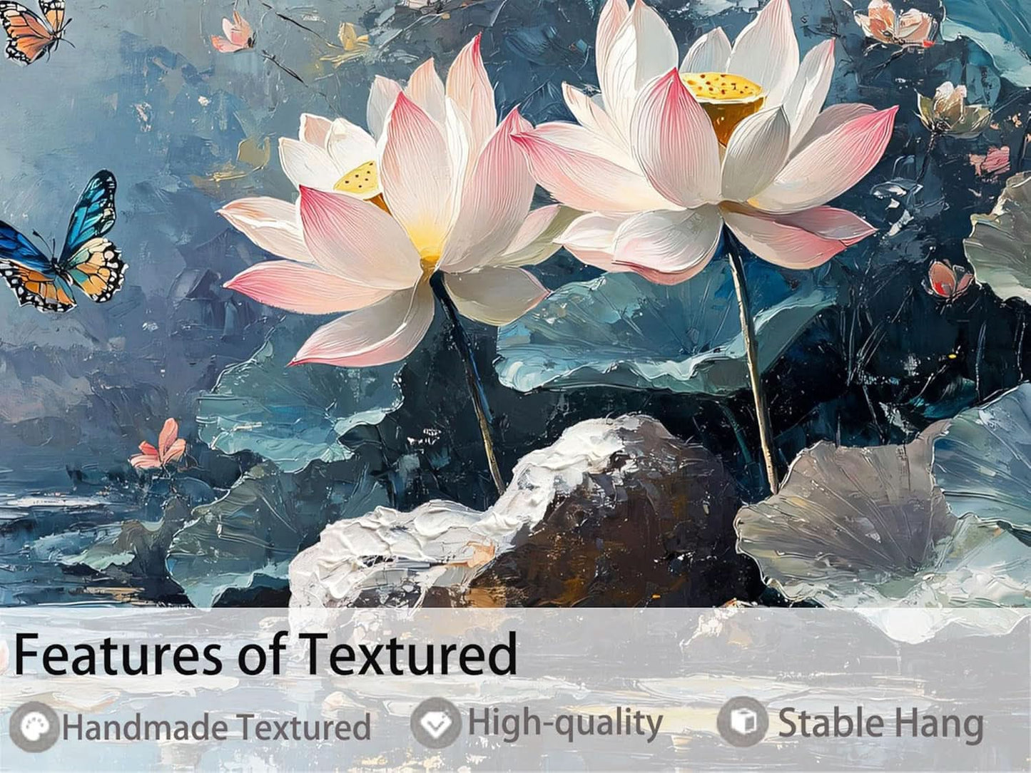 Elegant Floral Lotus Canvas Wall Art 40x20 Framed Canvas