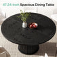 47.24-Inch Black Circular Dining Table Fluted Base