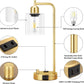 Industrial Dimmable Table Lamps Gold Finish With USB Ports
