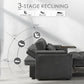 65Inch Grey Chenille Convertible Sleeper Sofa Table