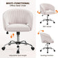 Cream Velvet Swivel Desk Chair With Wheels Tufted Back