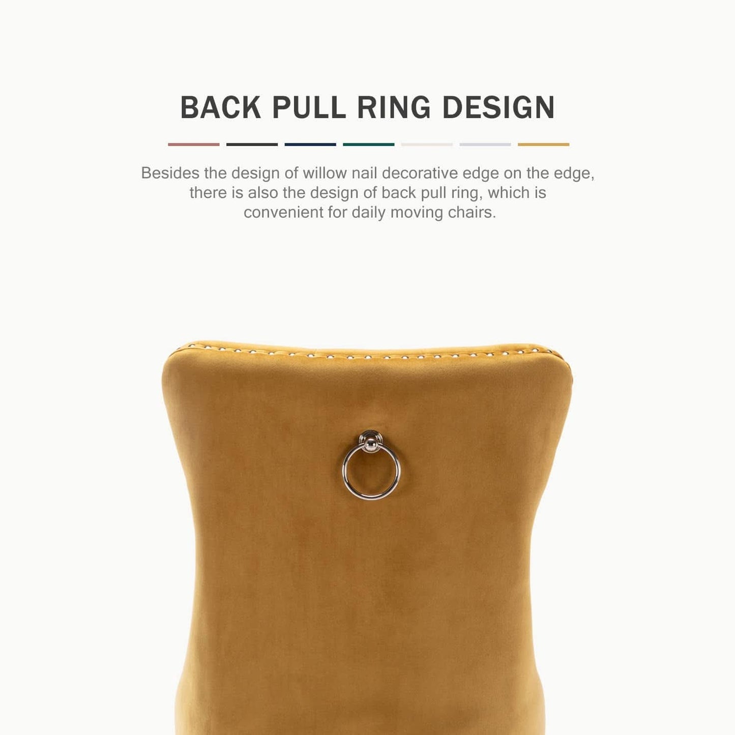 Gold Velvet Tufted Dining Chairs With Ring Pull Trim