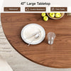 Circular Walnut Dining Table 47 Inch Storage Drawer