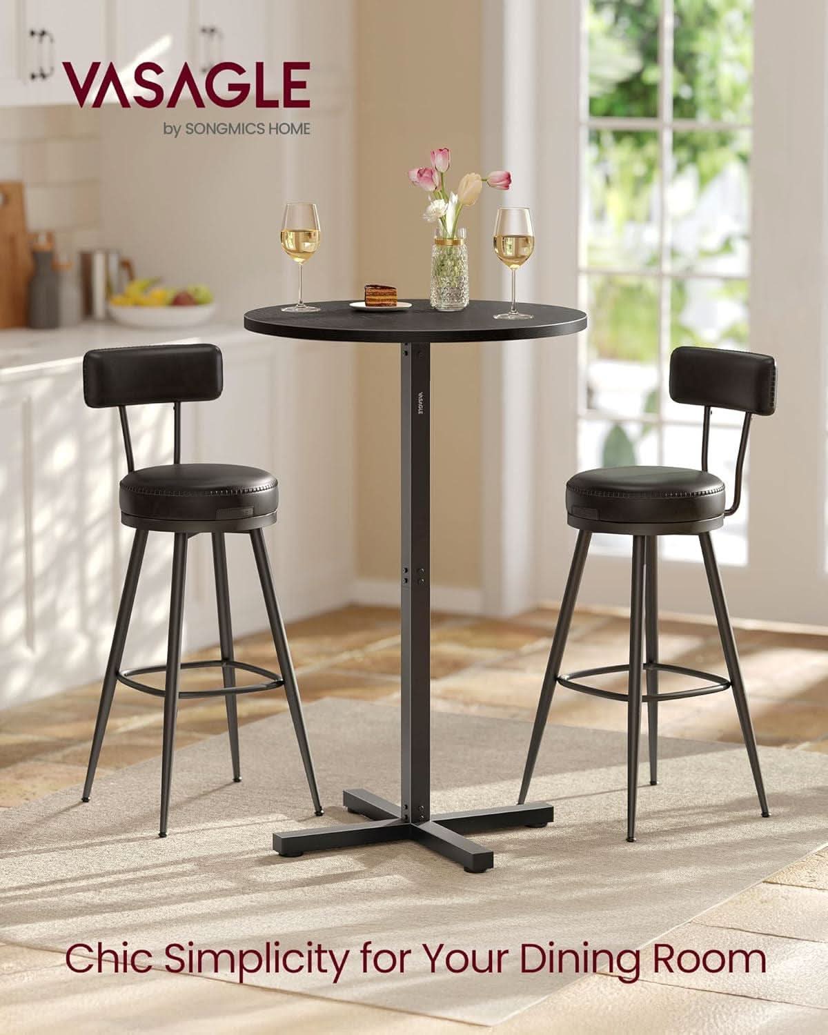 Round Cocktail Table Set 23 Point 6 Inch Diameter Ebony Black