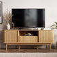 63 Inch Fluted Natural Wood TV Stand Entertainment Center