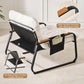 Beige Upholstered Lounge Chair With Ottoman Footrest