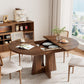 Extendable Farmhouse Dining Table Dark Walnut Finish