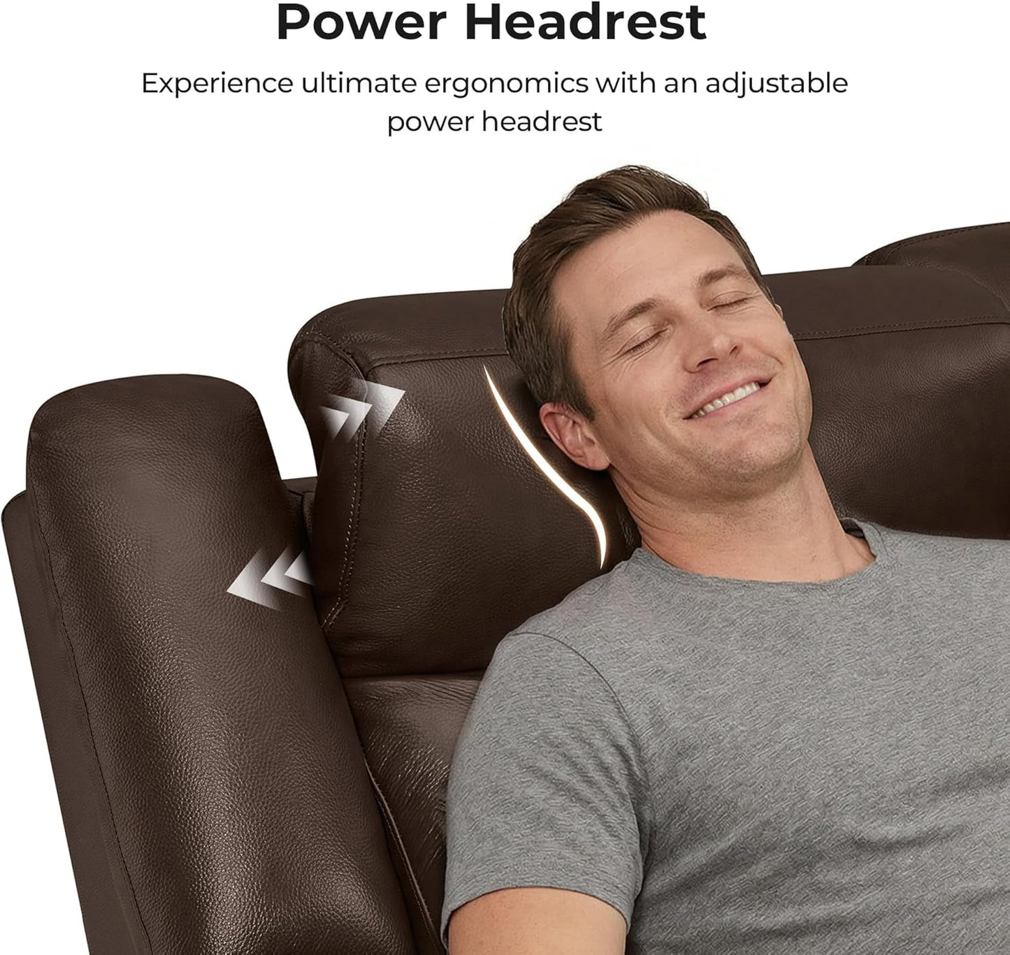 Dark Brown Genuine Leather Power Recliner Sectional