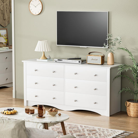White 58 Inch Contemporary Wooden Dresser Organizer