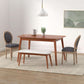 Set Of 4 French Vintage Dining Chairs Solid Wood Frame Tufted Fabric
