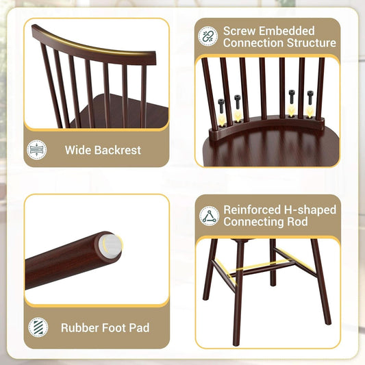 Brown Windsor Spindle Back SolidWood Dining Chairs