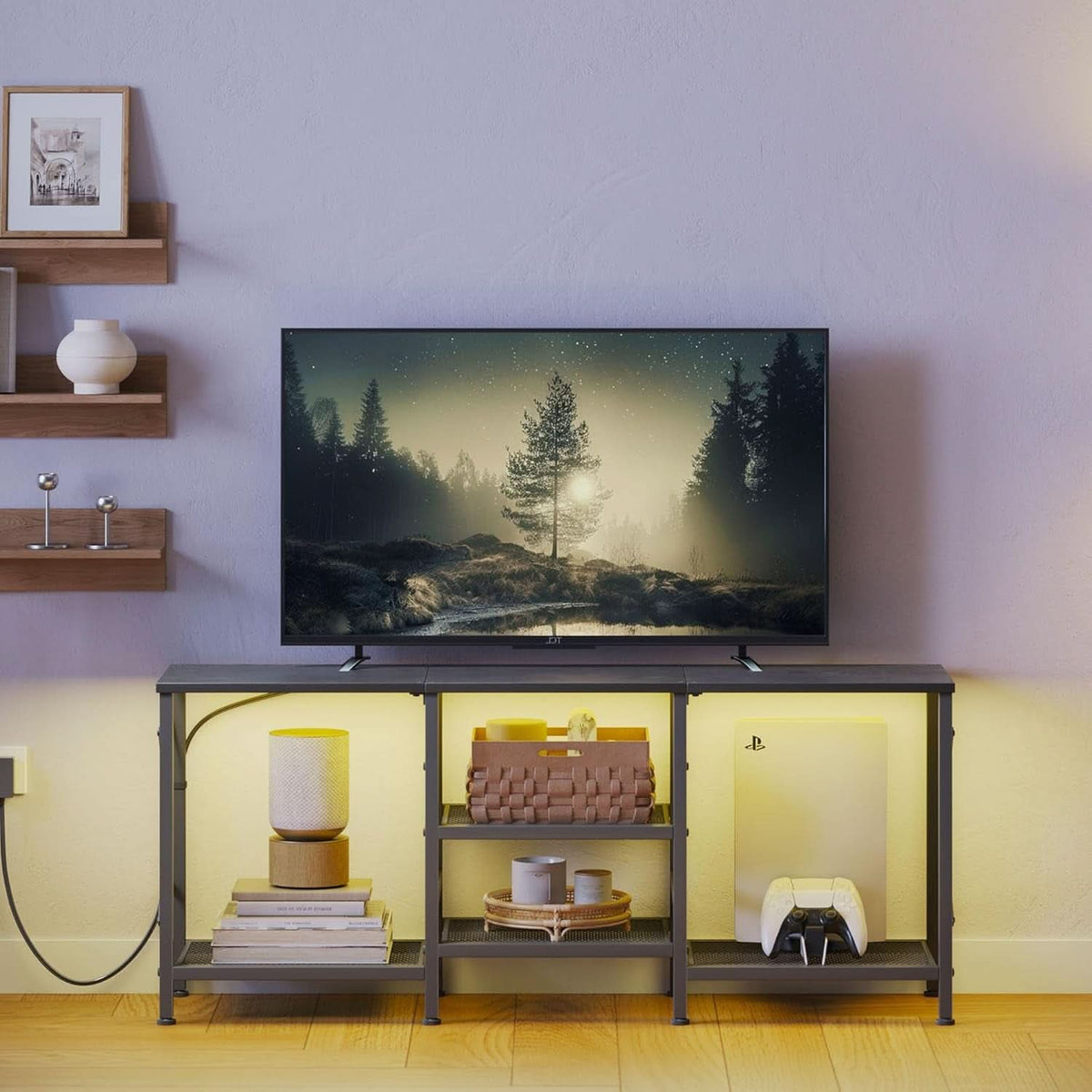 LED Lighting TV Stand 55 Inch Display Entertainment Center