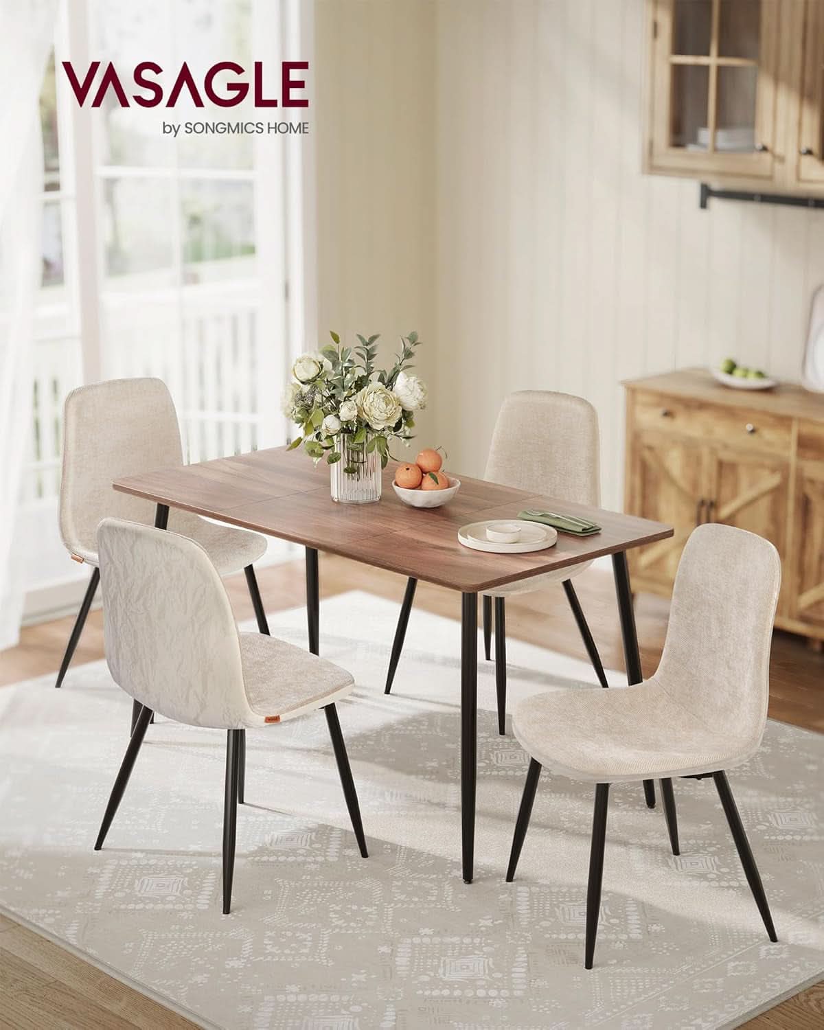 Cream-White Dining Chairs 4-Pack For Kitchen Modern
