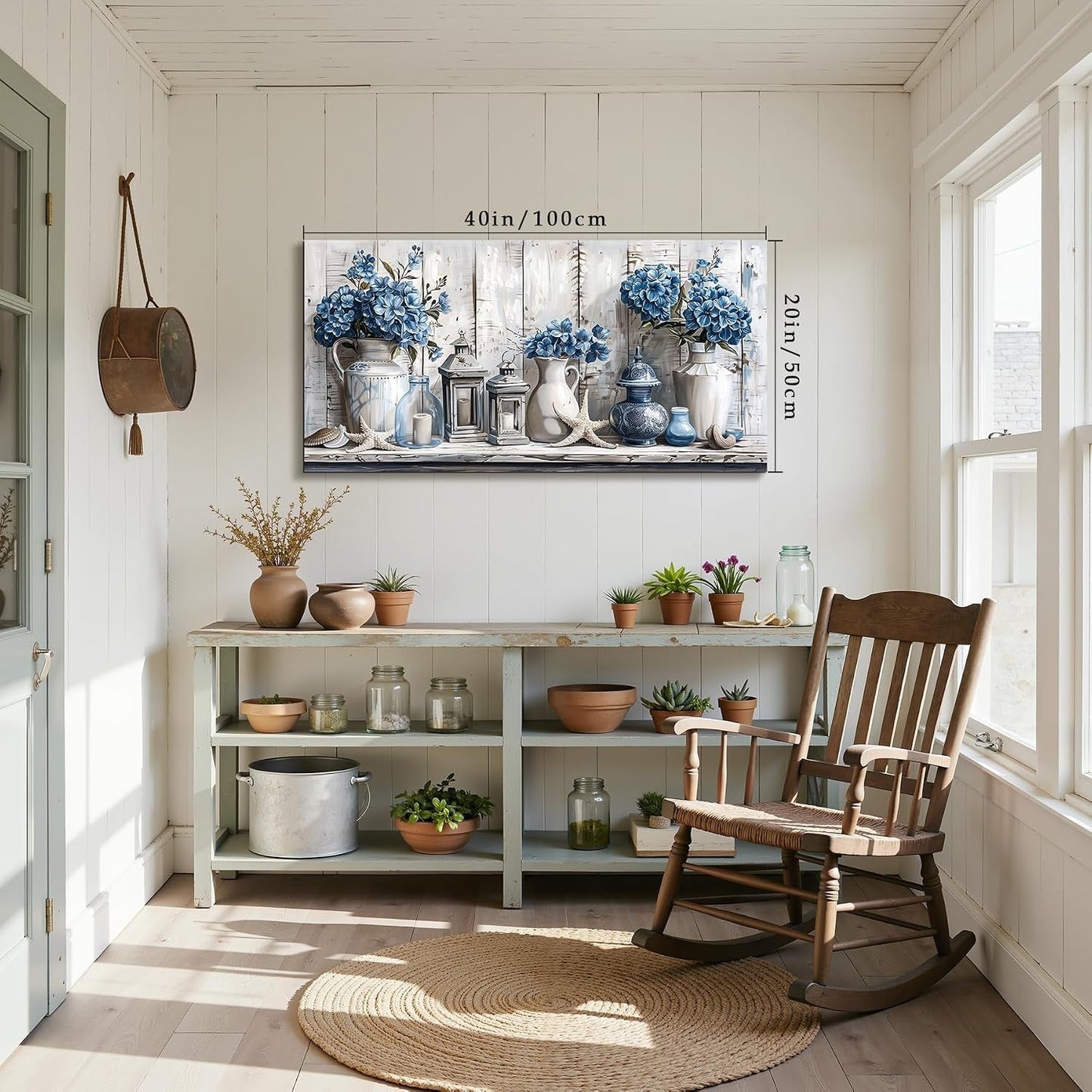 Blue Hydrangea Floral Wall Art Gallery Canvas Artwork