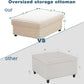 Beige Corduroy Storage Ottoman Featuring Hidden Chest