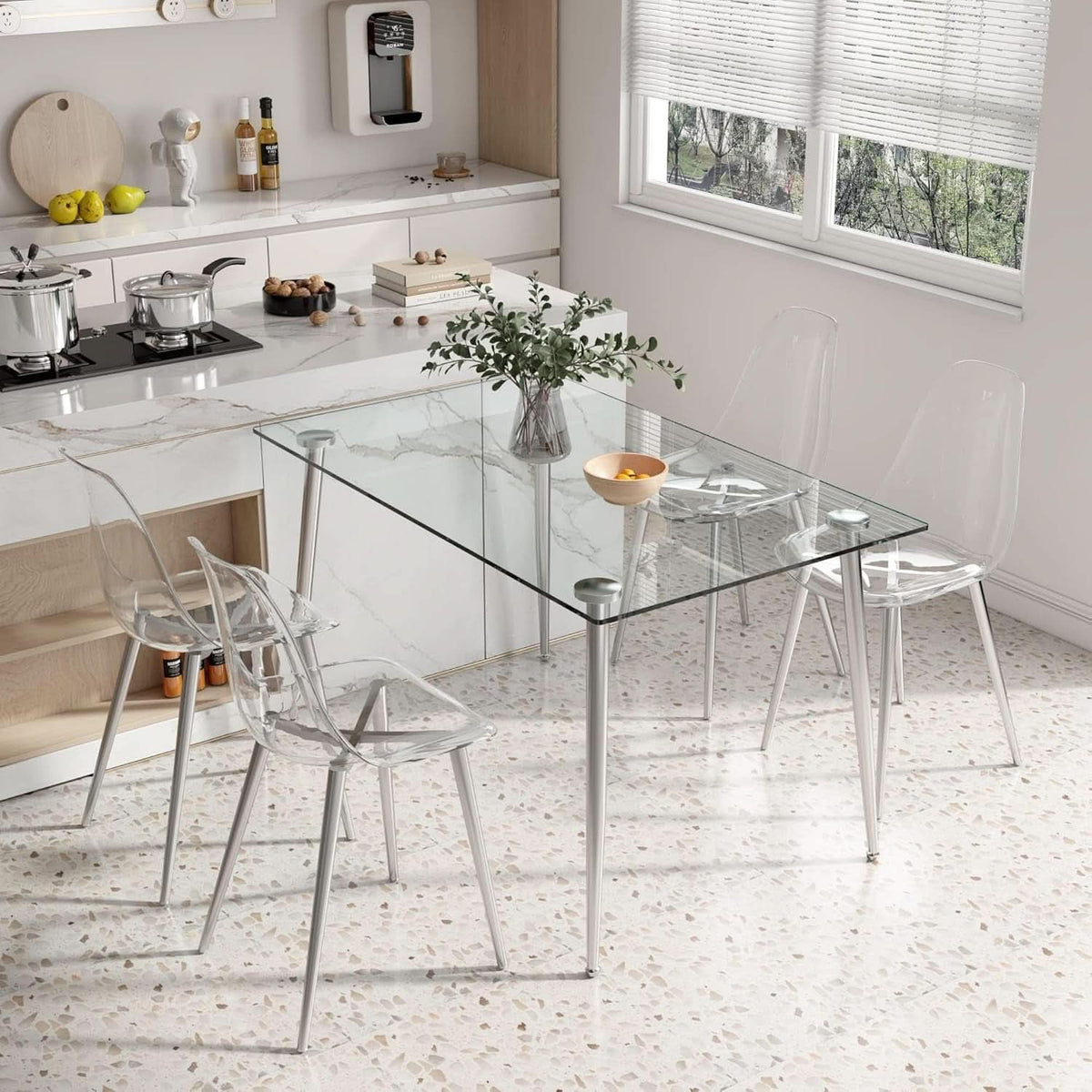 Clear Acrylic Dining Chairs Set Of 4 With Metal Legs