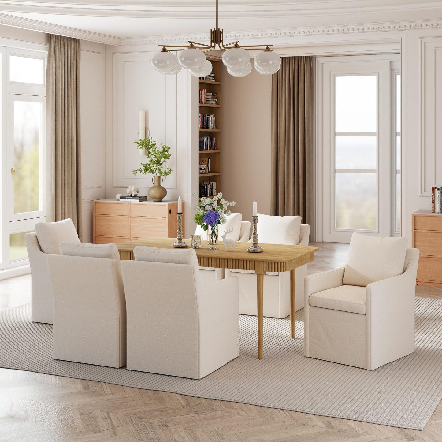 63 Inches Rectangular Solid Farmhouse Dining Table