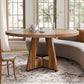 Circular Dining Table 47 Inches Brown Pedestal Base