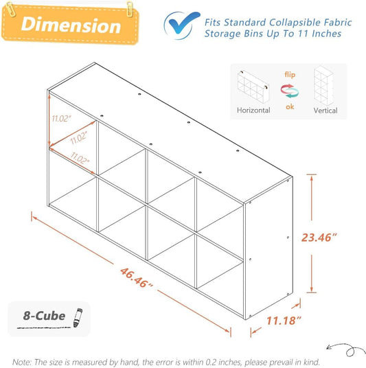 Eight Cube Organizer Bookcase Stackable Open Shelf Oak