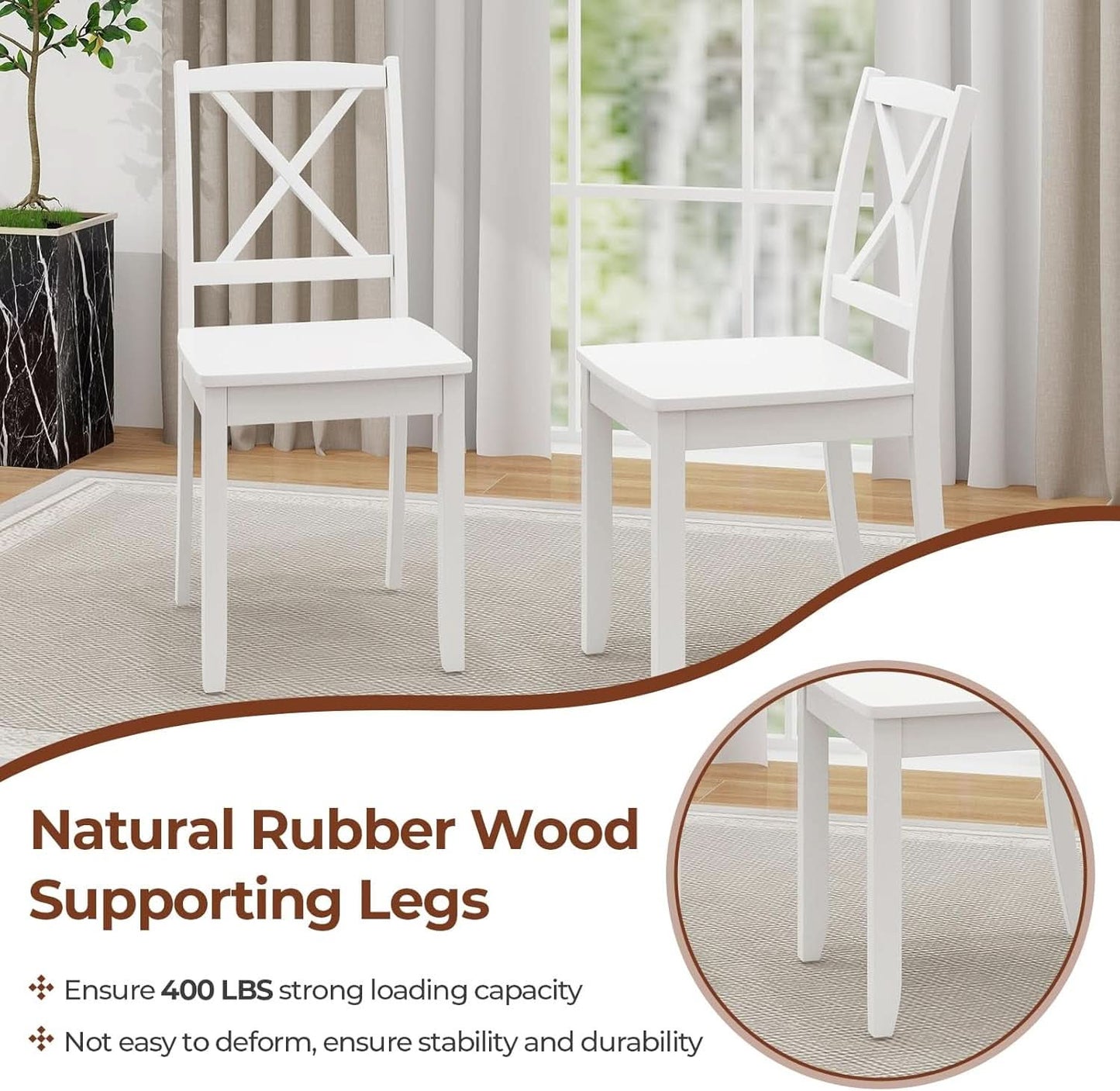 White Rubberwood Dining Chairs Curved Back Collection