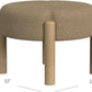 Luna Modern Round Ottoman in Brown Boucle, 22 Inches