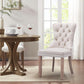 Velvet Dining Chairs Beige Nailhead Trim Set Of Four