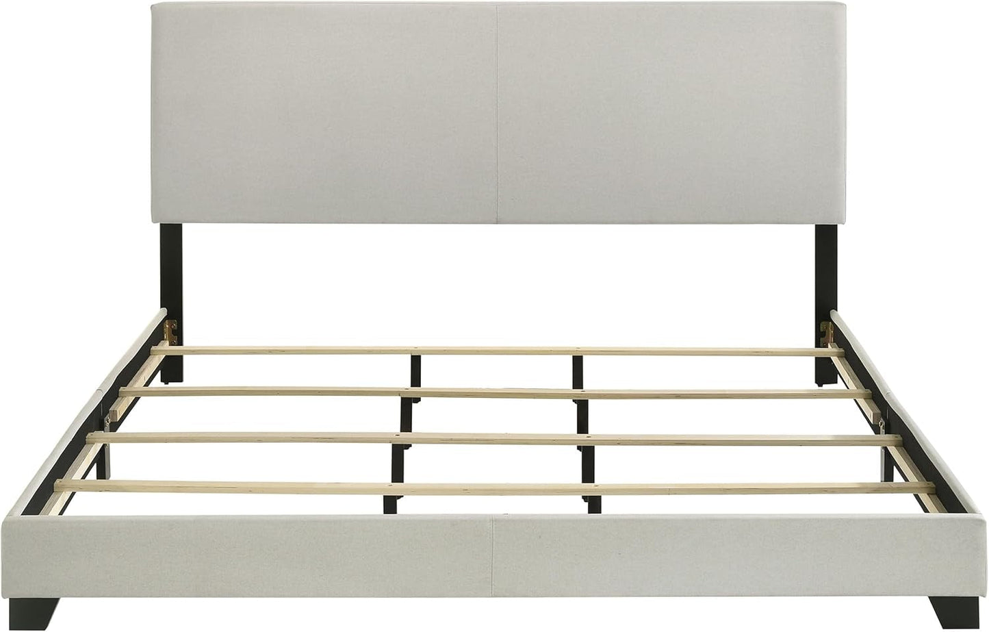 Cream Upholstered California King Platform Bed Frame
