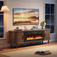 Seventy Inch Walnut TV Stand With Electric Fireplace