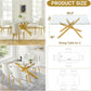 Rectangular Tempered Glass Dining Table Gold Finish