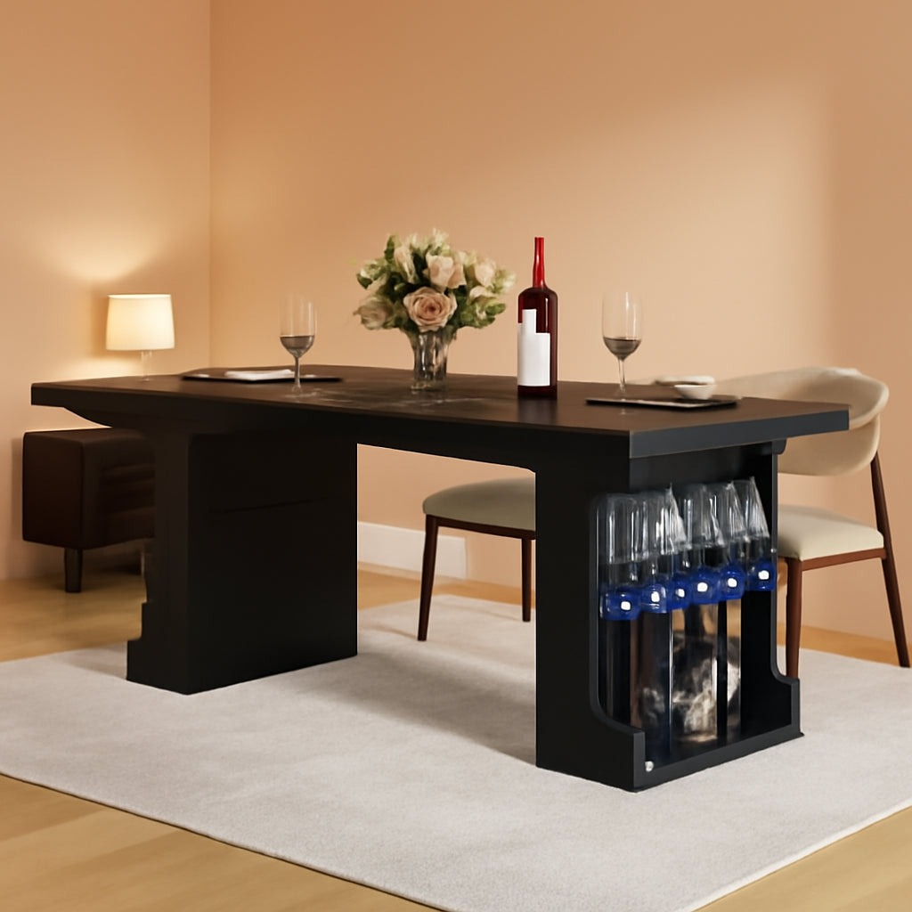 Black Dining Table Storage Integrated LED Lighting-0
