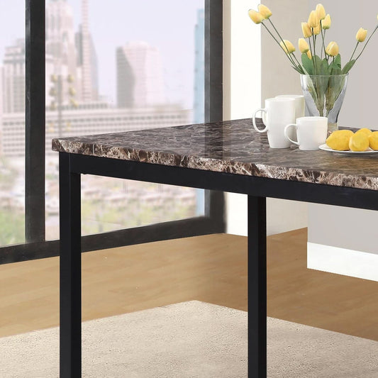 Black Metal Dining Table With Laminated Faux Marble Top