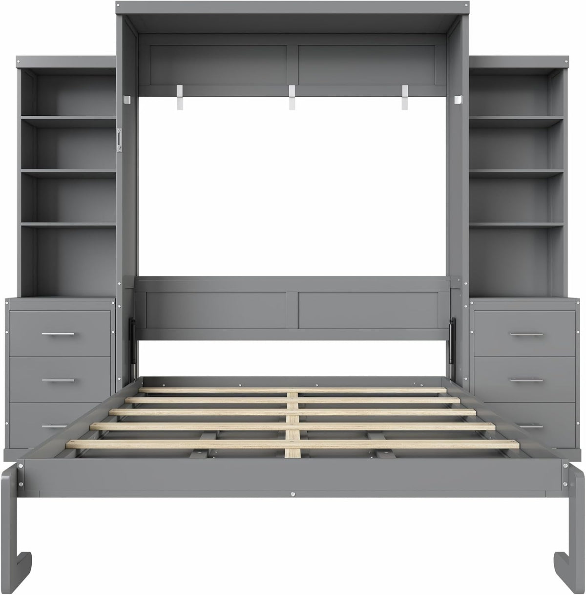 Gray Queen Murphy Wall Bed With Multifunctional Storage-3