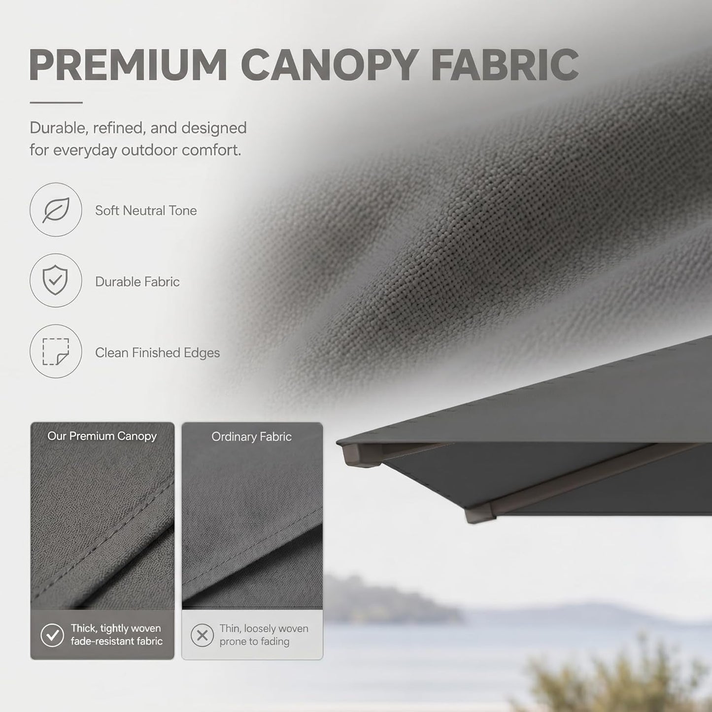 Cantilevered Patio Umbrella 10ft Cream White Offset