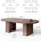 78.7 Inch Oval Walnut Dining Table Storage Shelf System