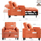 Three In One Velvet Orange Convertible Sleeper Chair