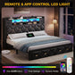 King Size Upholstered Platform Bed Headboard Storage